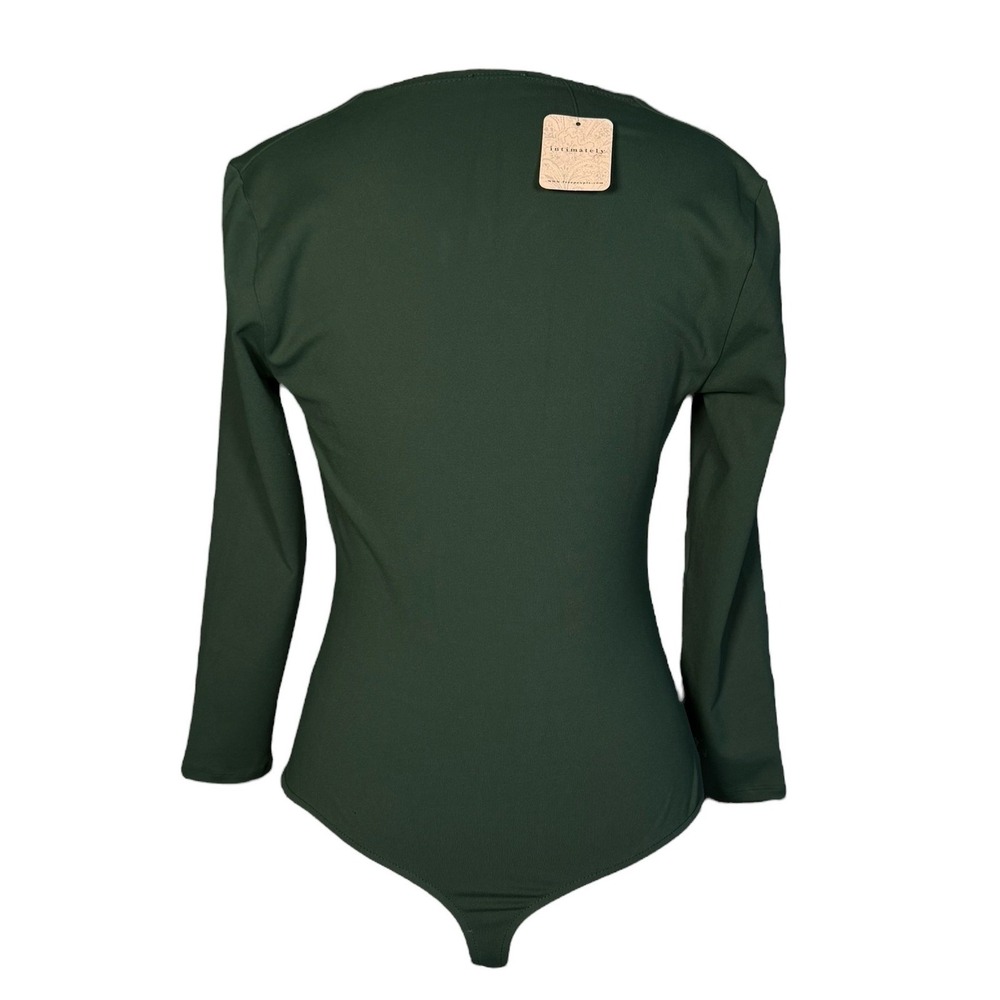 Free People Intimately Thong Bodysuit M Green Long Sleeve Chic Boho  NWT‎ - Picture 2 of 6
